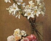 Roses and Lilies - 亨利·方丹·拉图尔